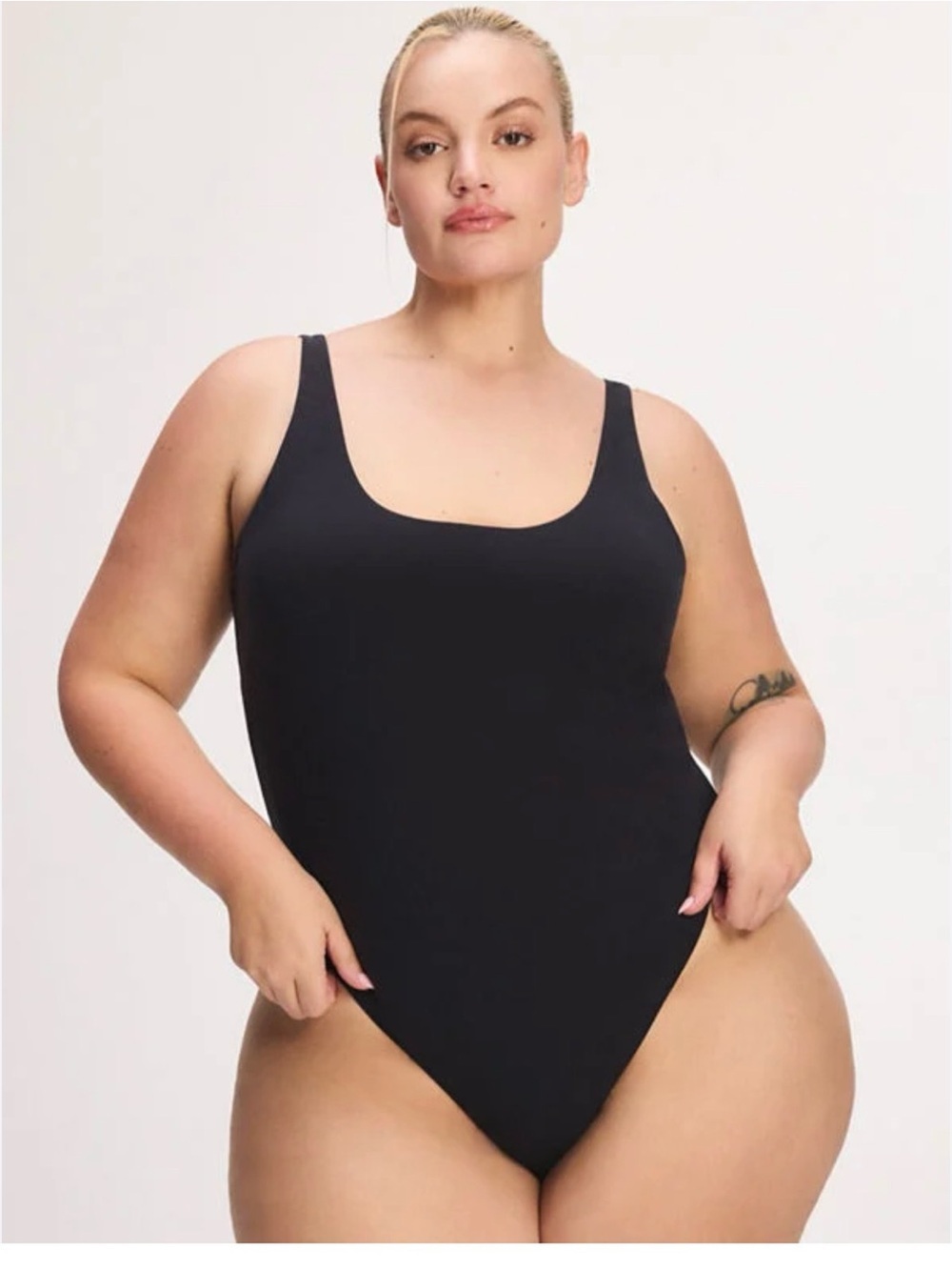 NEW Xhilaration Classic Black Scoop Neck One Piece Swimsuit - Size Large
